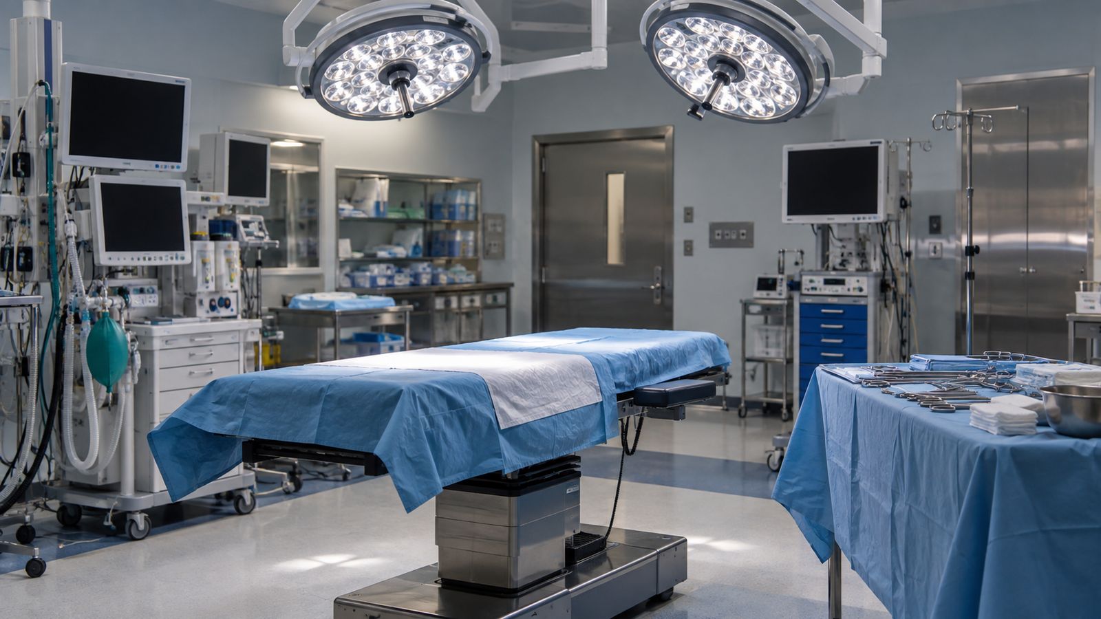 Bloc opératoire préparé, sans patient