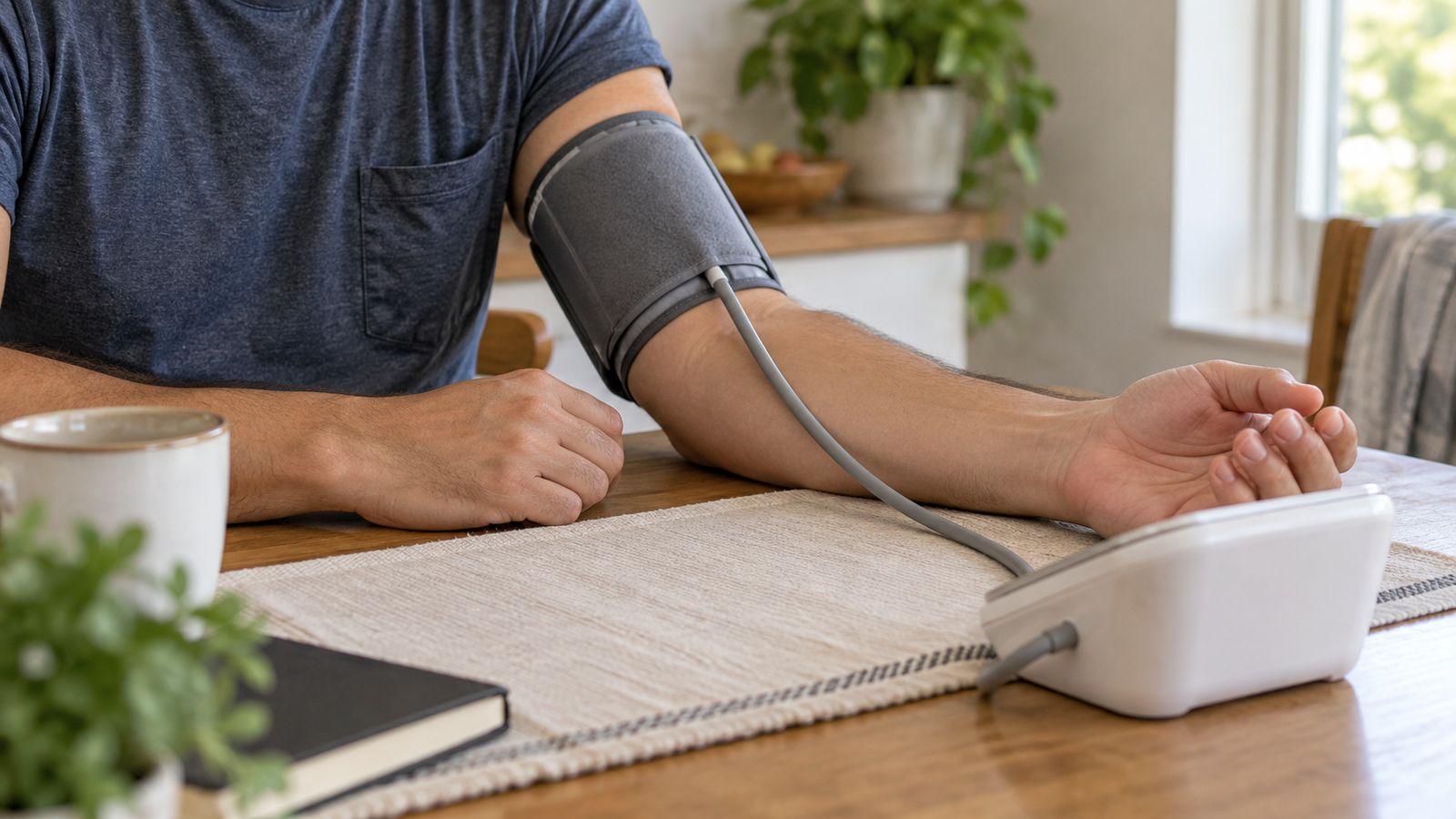 Mesure de la tension artérielle au bras avec un tensiomètre automatique